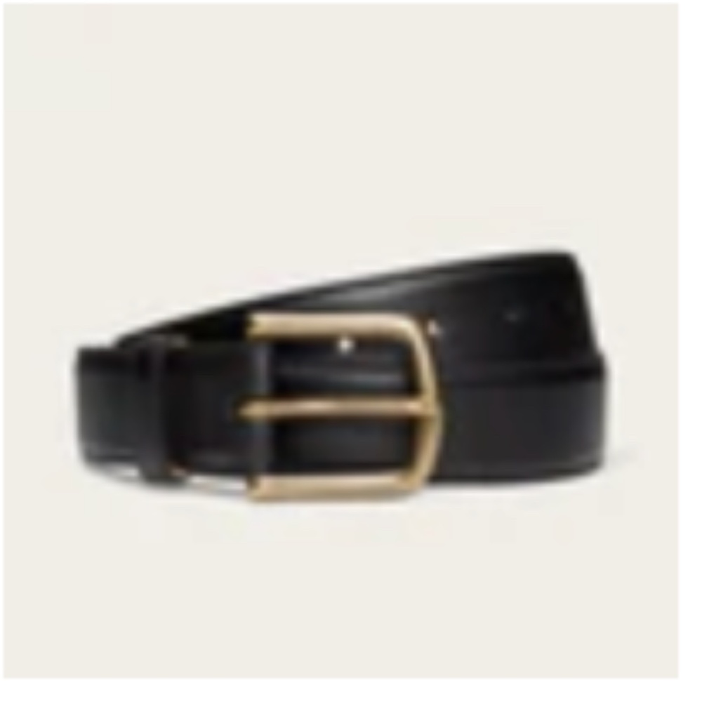 New - Tecovas Calfskin Belt - Midnight Calf / Antique Brass / 34